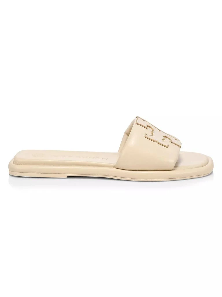 Tory Burch Double-T Monogram Padded Leather Slide Sandals 1
