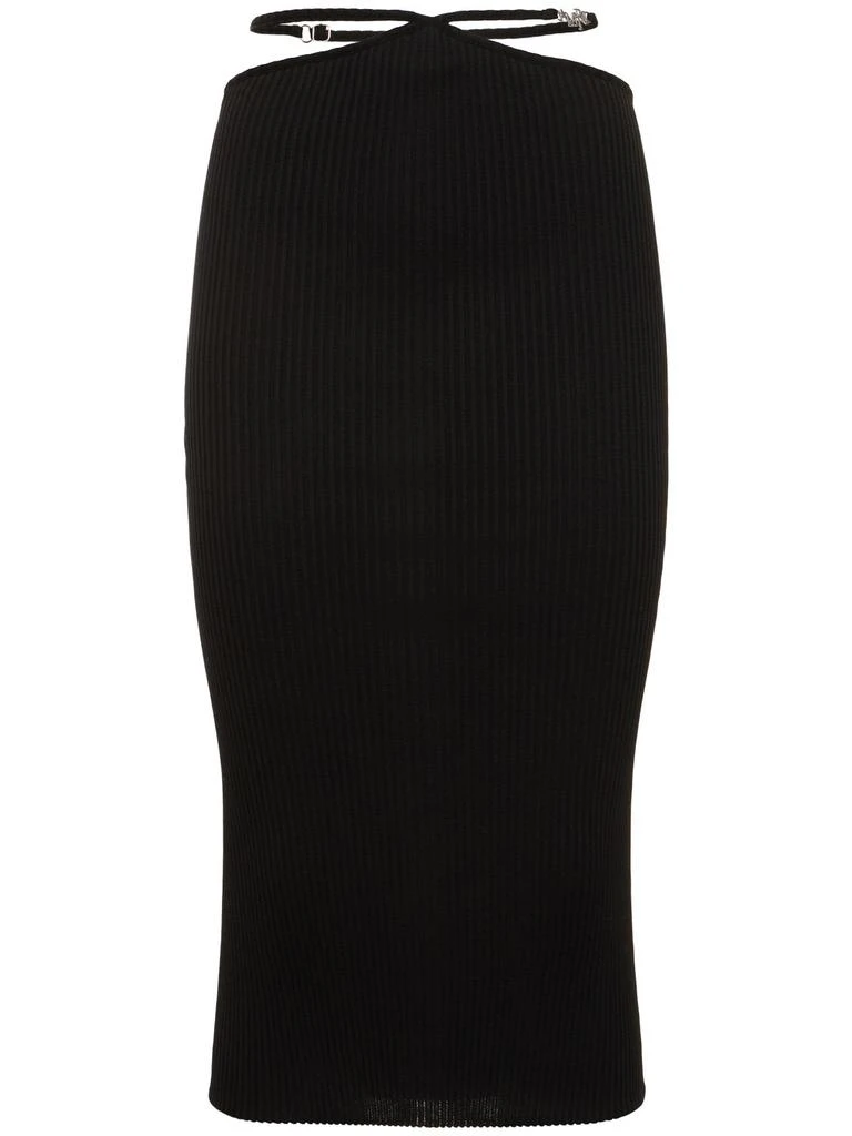 AMIRI Cutout Cotton Blend Knit Midi Skirt 1