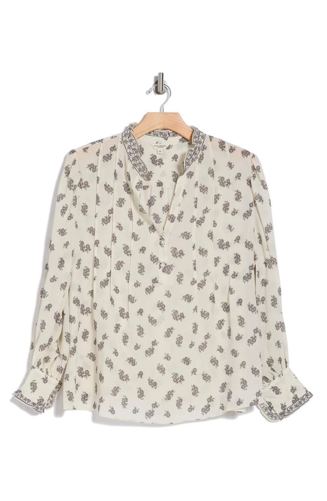 Max Studio Ruffle Split Neck Long Sleeve Top 1