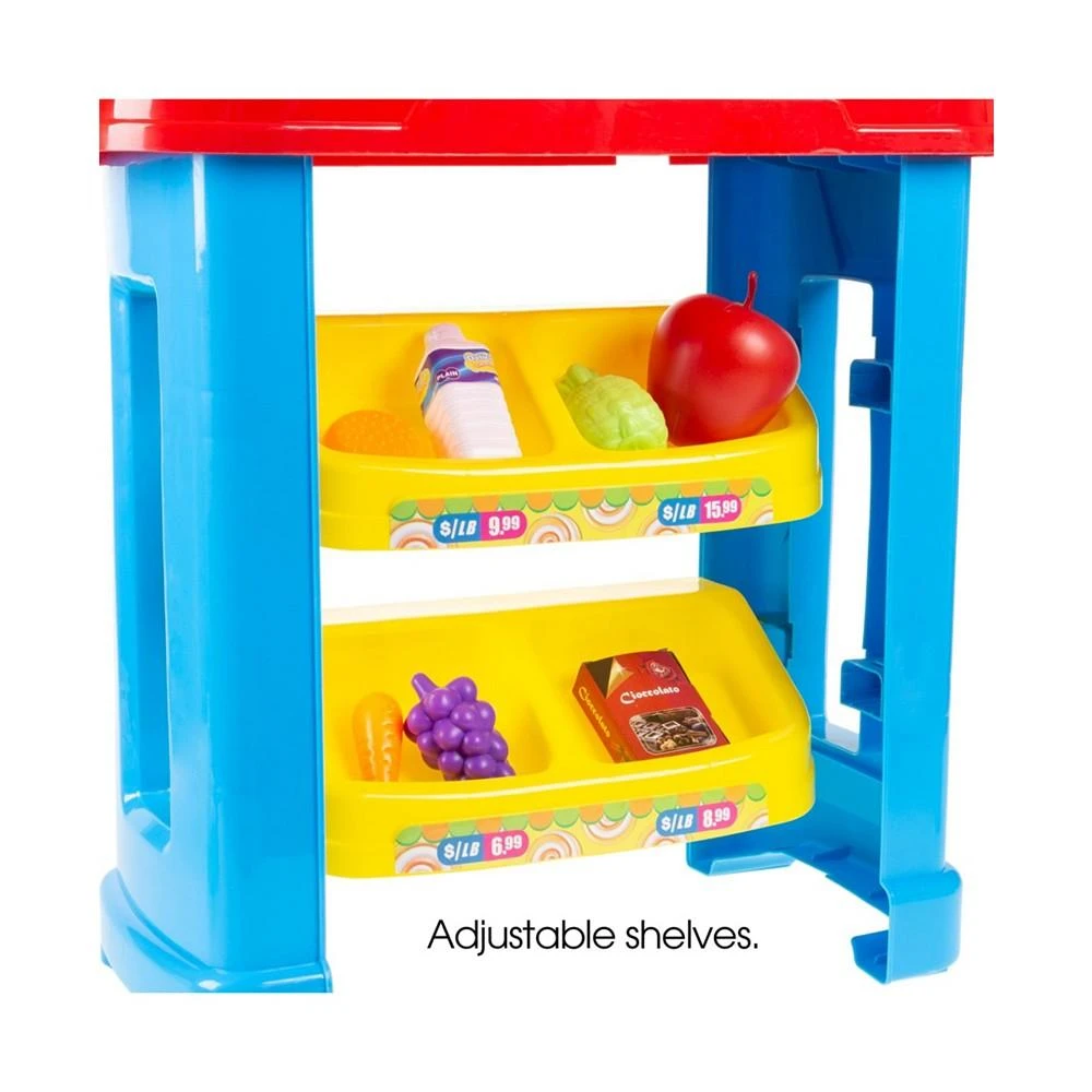 Trademark Global Hey Play Kids Grocery Store Selling Stand - Supermarket Playset With Toy Cash Register, Scanner, Play Money, Shopping Basket And Food, 28 Pieces 3