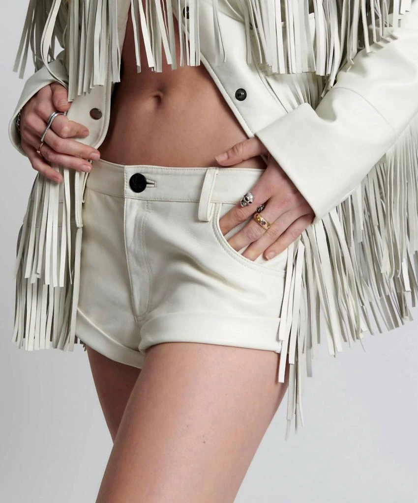 One Teaspoon Chaos Walking Fringed Leather Bandit Shorts 6