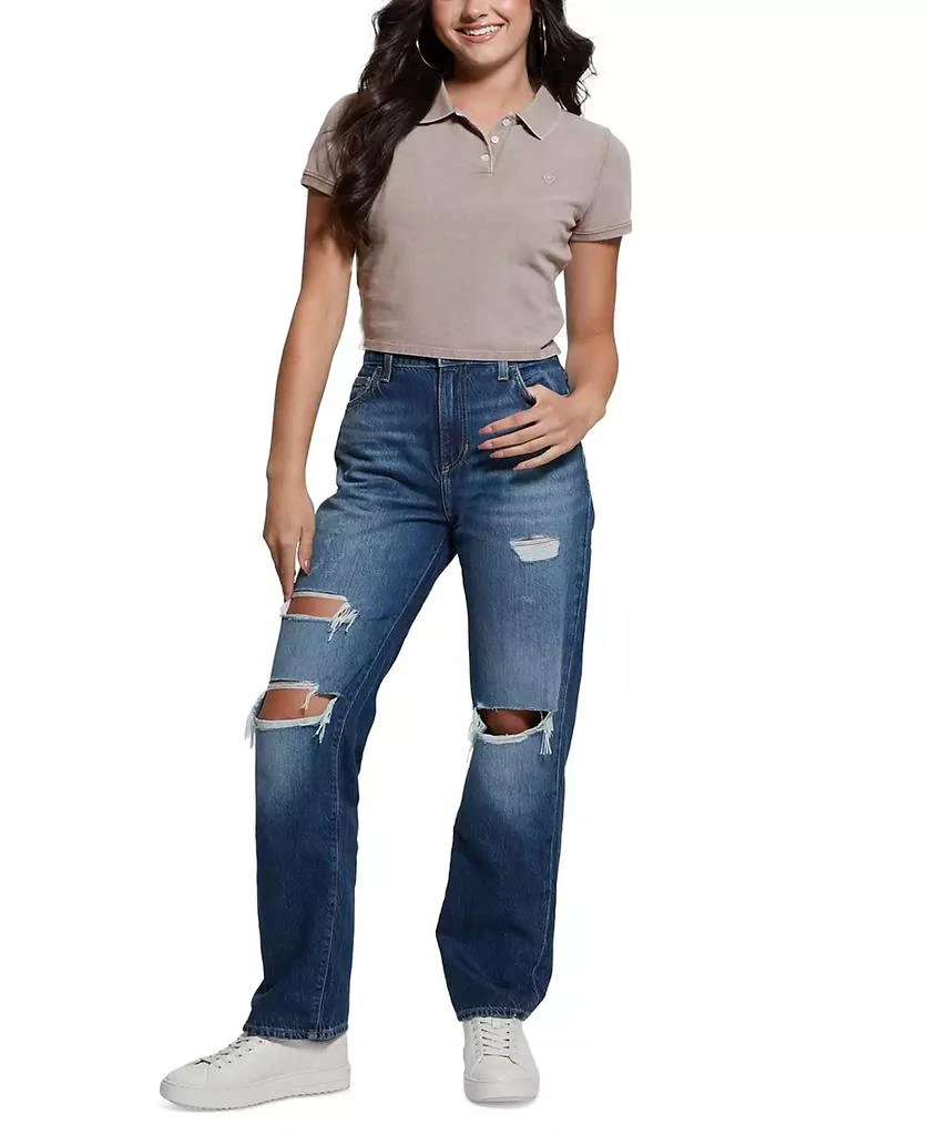 GUESS Women's Cora Cropped Piqué Polo 4