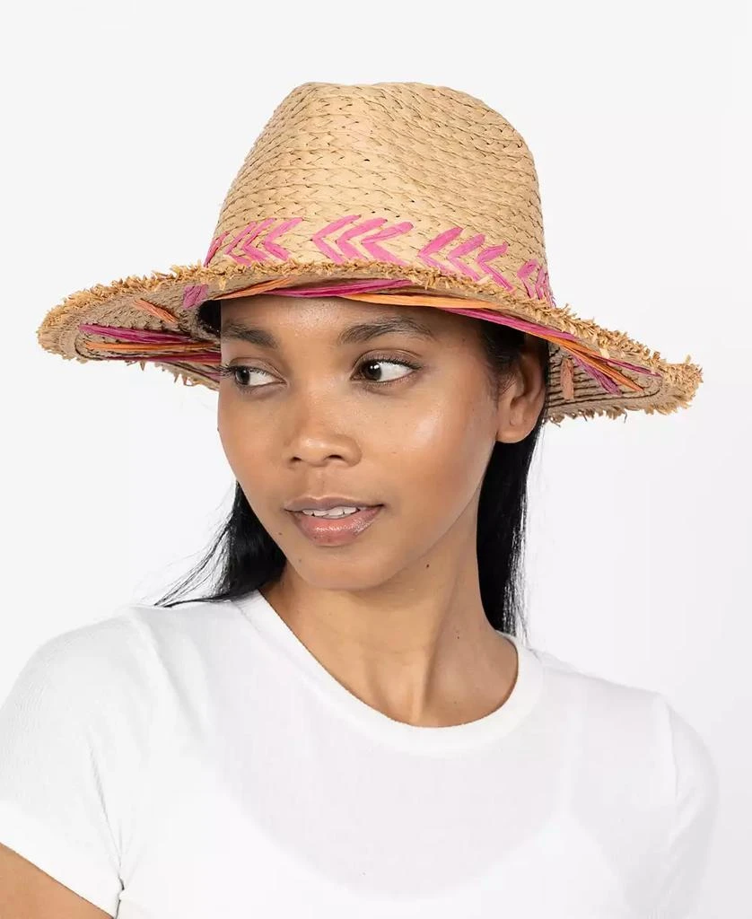 Vince Camuto Embroidered Straw Panama Hat 4