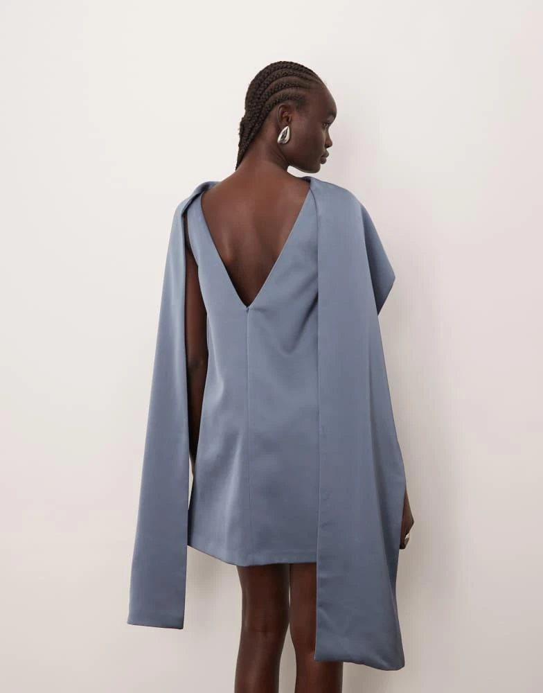 princess polly baby blue dress ASOS DESIGN chiffon halter neck maxi dress with scarf detail in blue  abstract main image 1