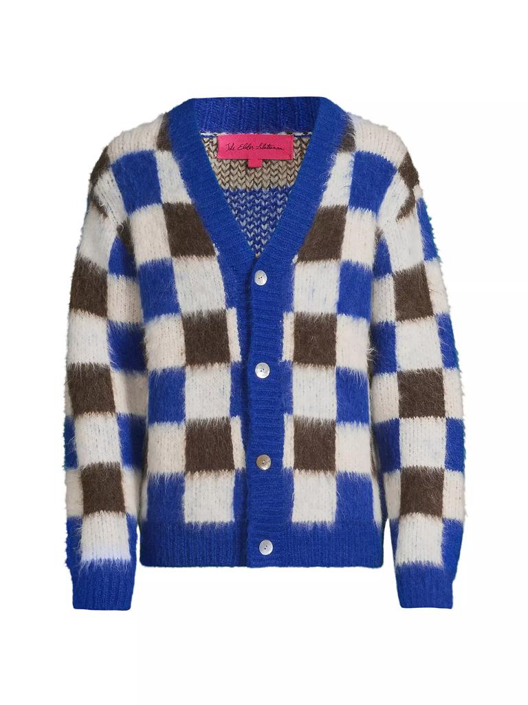 The Elder Statesman Thistle Gingham Alpaca Knit Cardigan