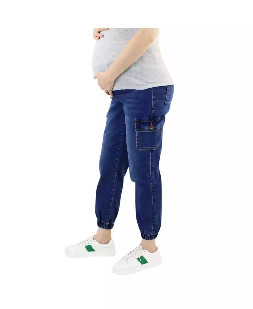 Indigo Poppy Maternity Denim Cargo Jogger 2