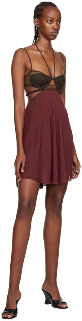 Nensi Dojaka Burgundy Draped Double Bra Minidress 4