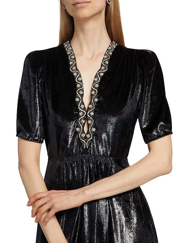 Saloni Tabitha Metallic Velvet Midi Dress 6