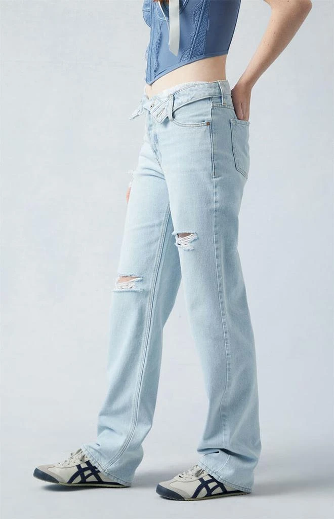 PacSun Eco Light Indigo Fold-Over Ripped '90s Boyfriend Jeans 3