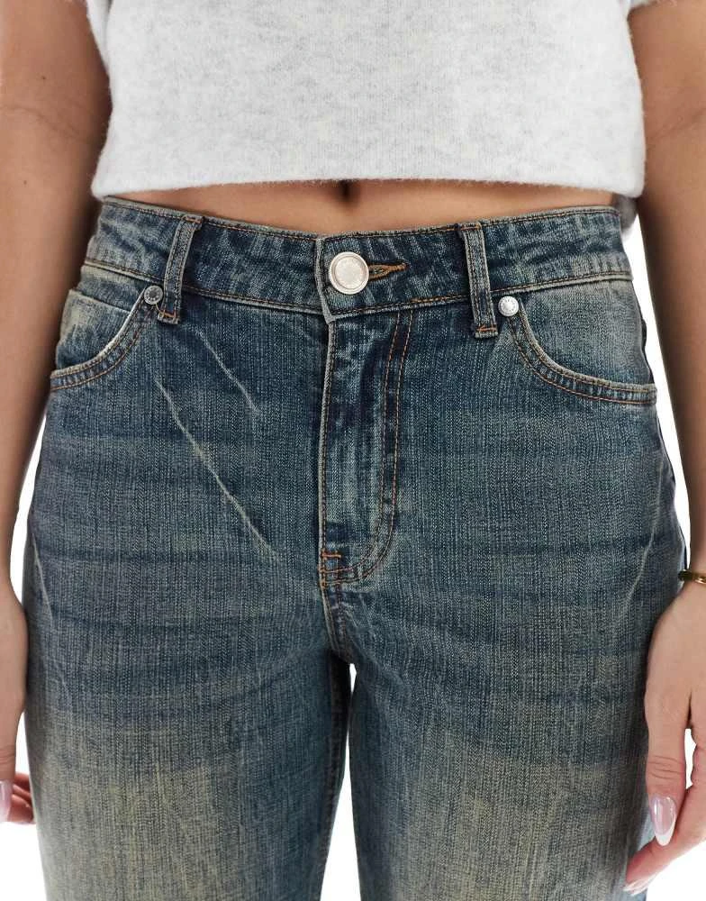 Bershka Bershka flared jeans in dirty wash blue 5