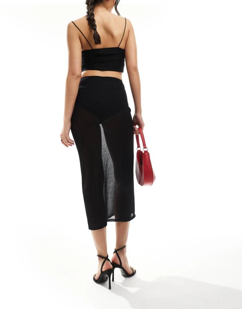 & Other Stories & Other Stories sheer knit midi skirt with high waist knicker pants in black 3