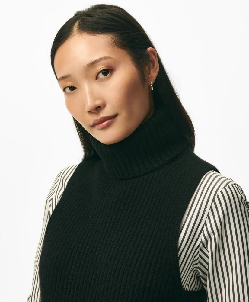 Brooks Brothers Sleeveless Ribbed Turtleneck Sweater in Wool-Cashmere 2