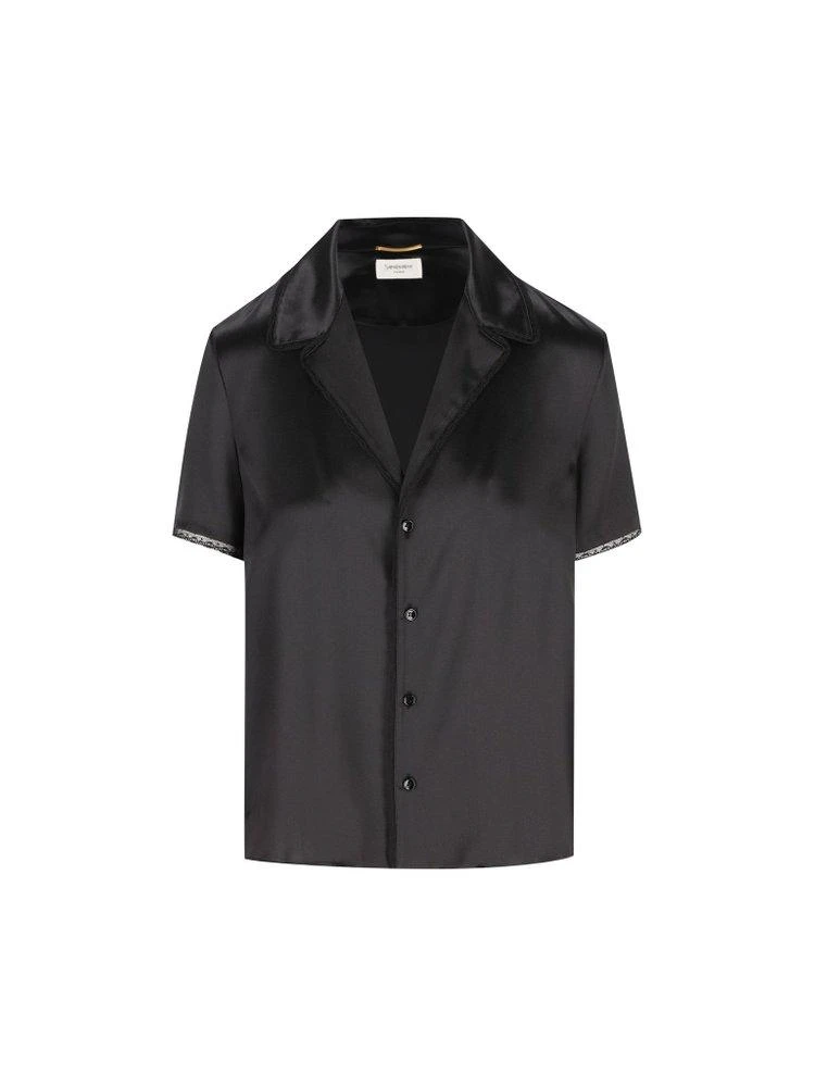 Yves Saint Laurent Saint Laurent Lace-Trim Button-Up Pajama Top