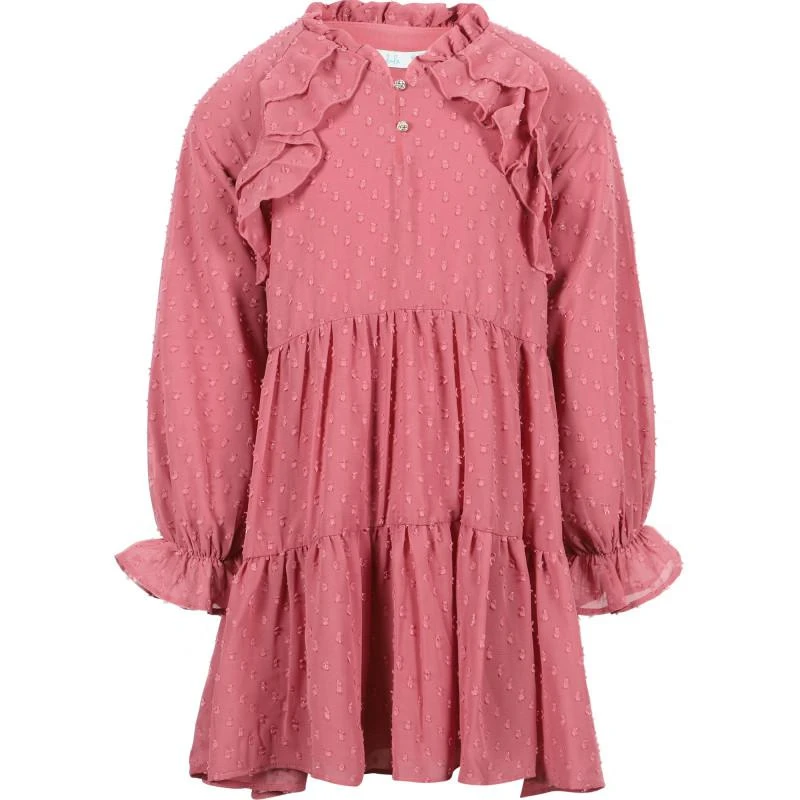 Abel & Lula Ruffled chiffon dress in blush pink 1