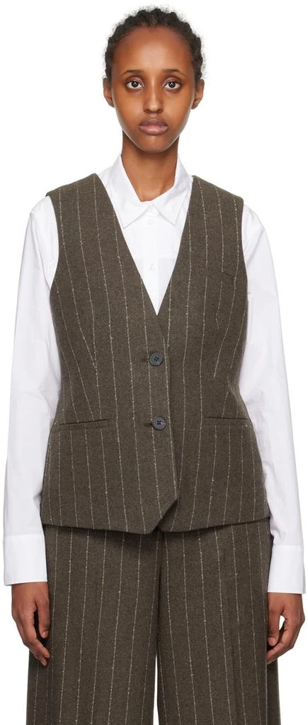 REMAIN Brown Pinstripe Vest 1