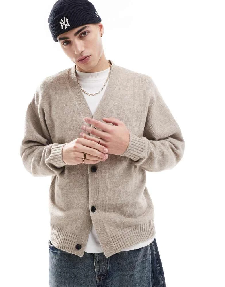 Jack & Jones Jack & Jones oversized fluffy cardigan in beige 1