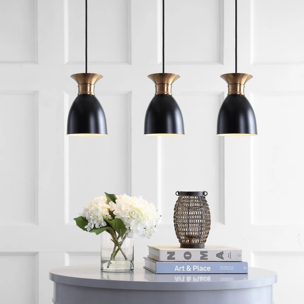 JONATHAN Y Edison 33.25" Linear 3-Light Metal Linear LED Pendant 3