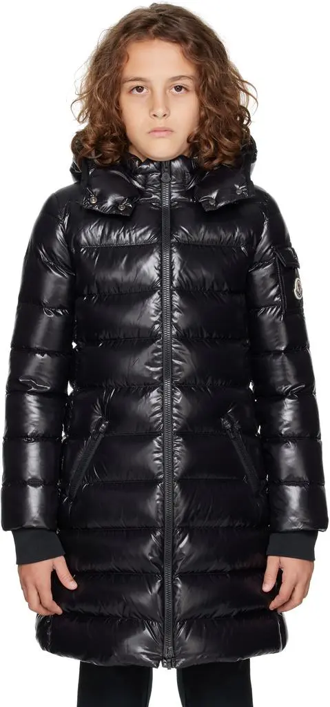 Moncler Big Kids Black Moka Hooded Down Jacket