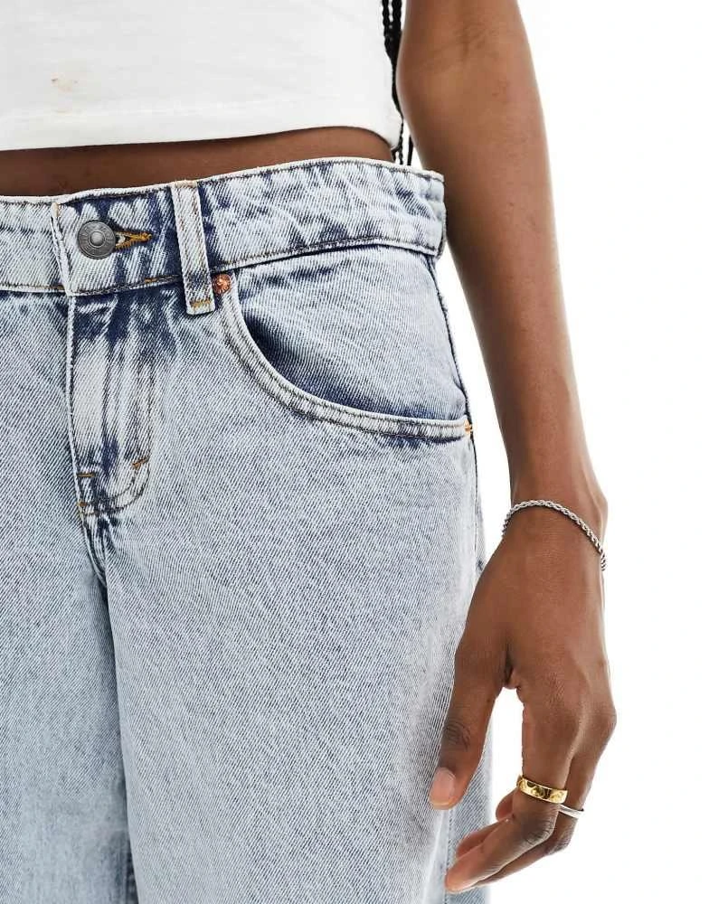 Motel Motel parallel leg low rise jeans in 80s light blue wash 5