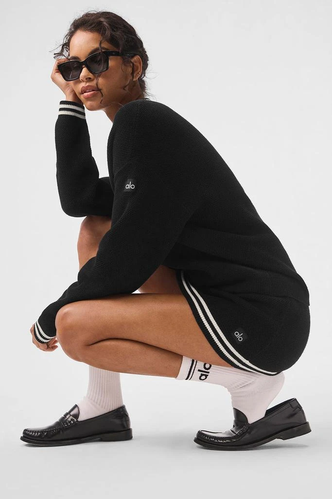 Alo Tennis Club Sweater Knit Cardigan - Black/Ivory 3