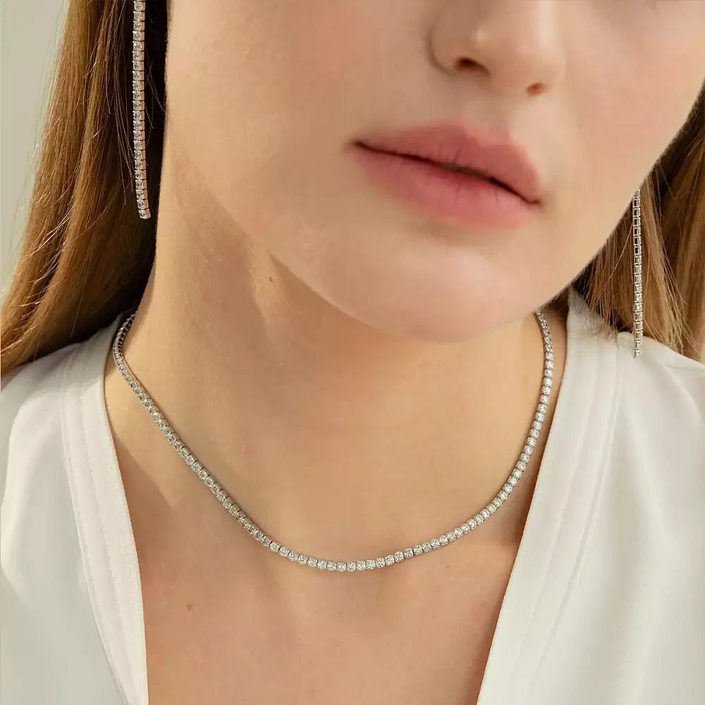 Bearfruit Jewelry Sterling Silver 18k Gold Plated Cherie Tennis Necklace Statement Sparkle 2