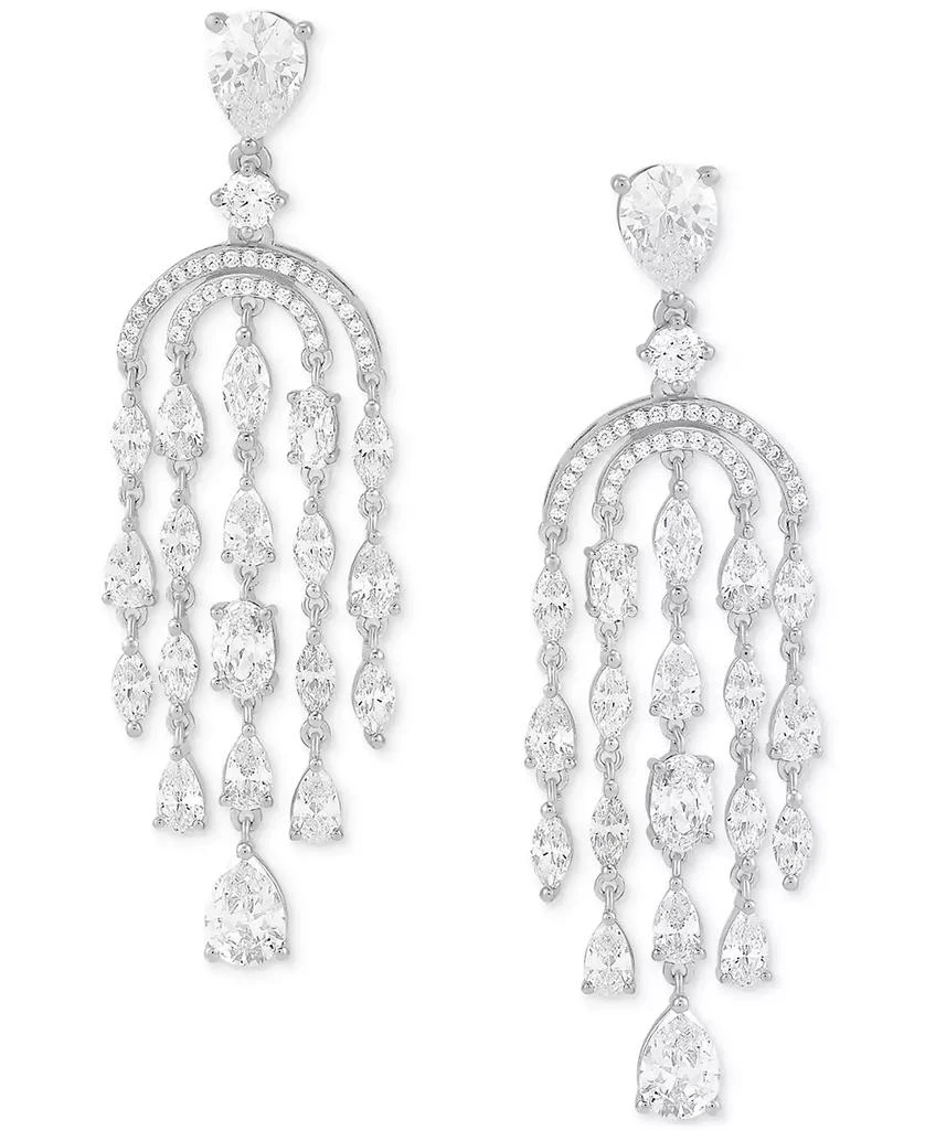 Arabella Cubic Zirconia Chandelier Drop Earrings in Sterling Silver 3