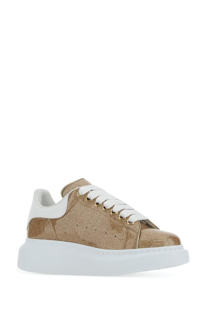 Alexander McQueen Gold glitter sneakers with white leather heel