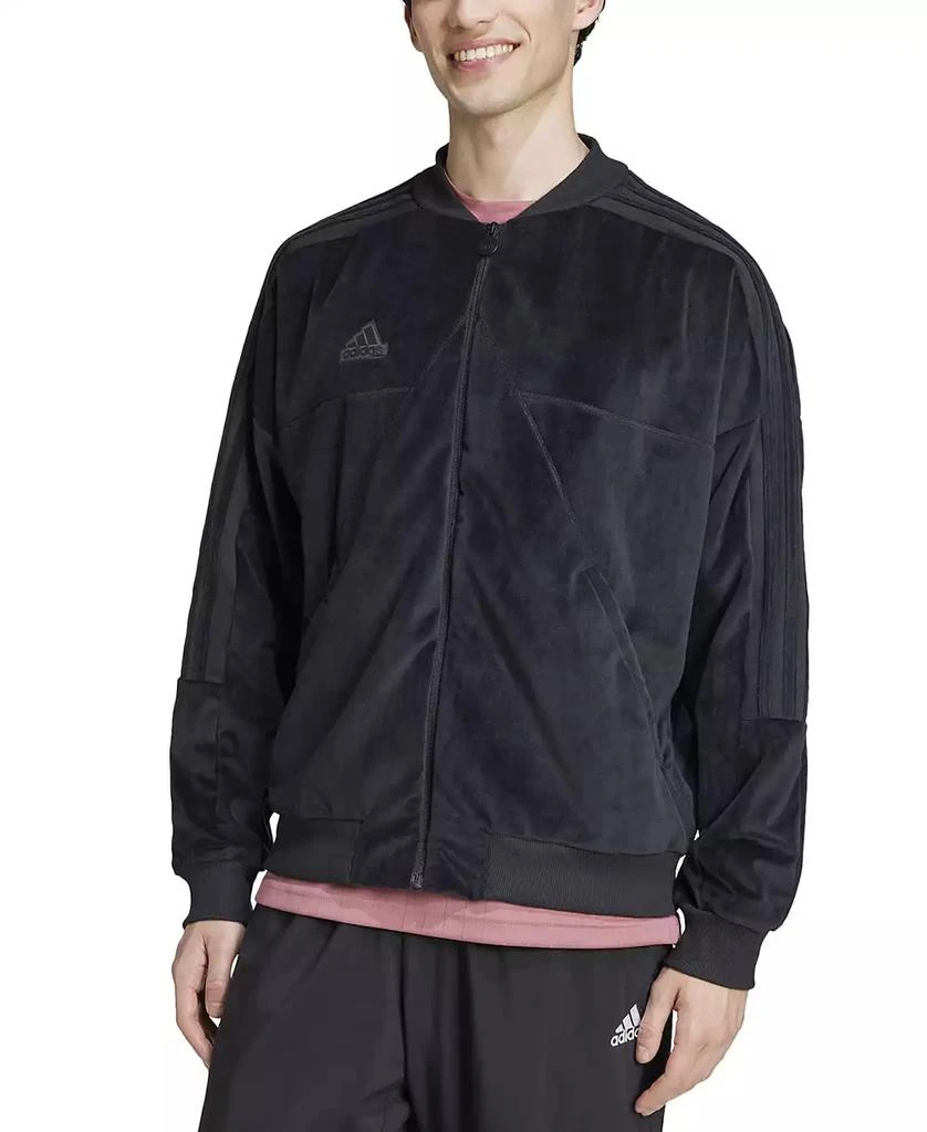 Adidas Men's Tiro Loose-Fit Full-Zip Velvet Bomber Jacket 1