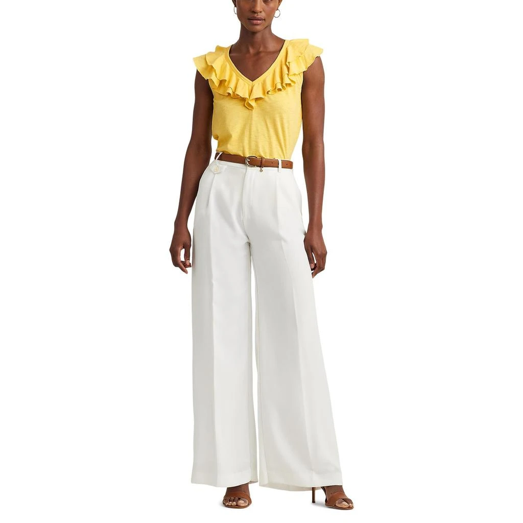 Ralph Lauren Ruffle-Trim Slub Jersey Sleeveless Tee 3