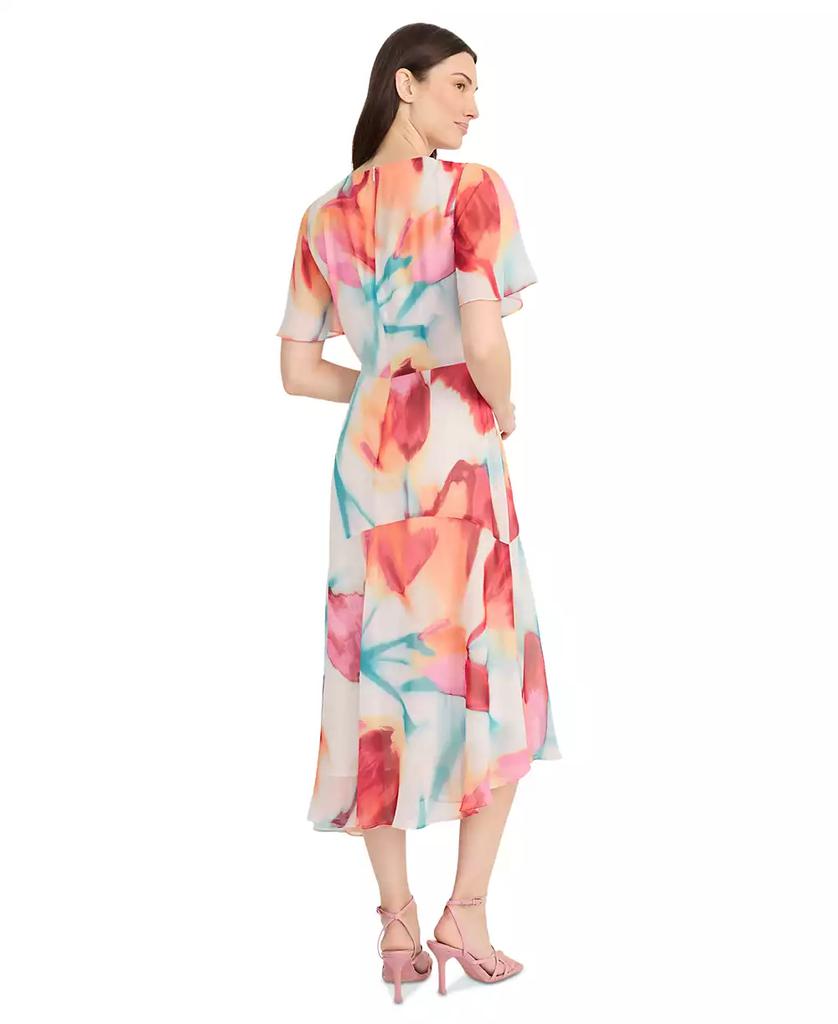 Maggy London Women's Printed Asymmetric Hem Midi Dress