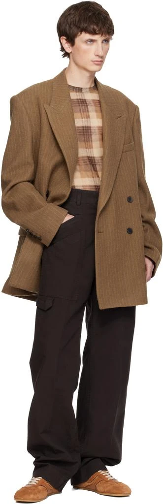 Dries Van Noten Tan Pinstripe Blazer 4