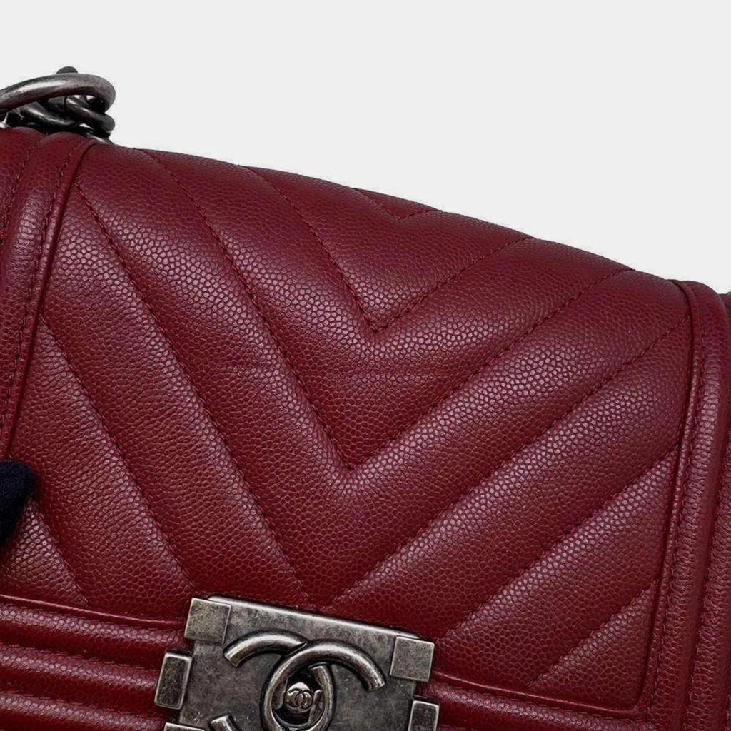 Chanel Chanel Red Caviar Leather Small Chevron Boy Bag 5