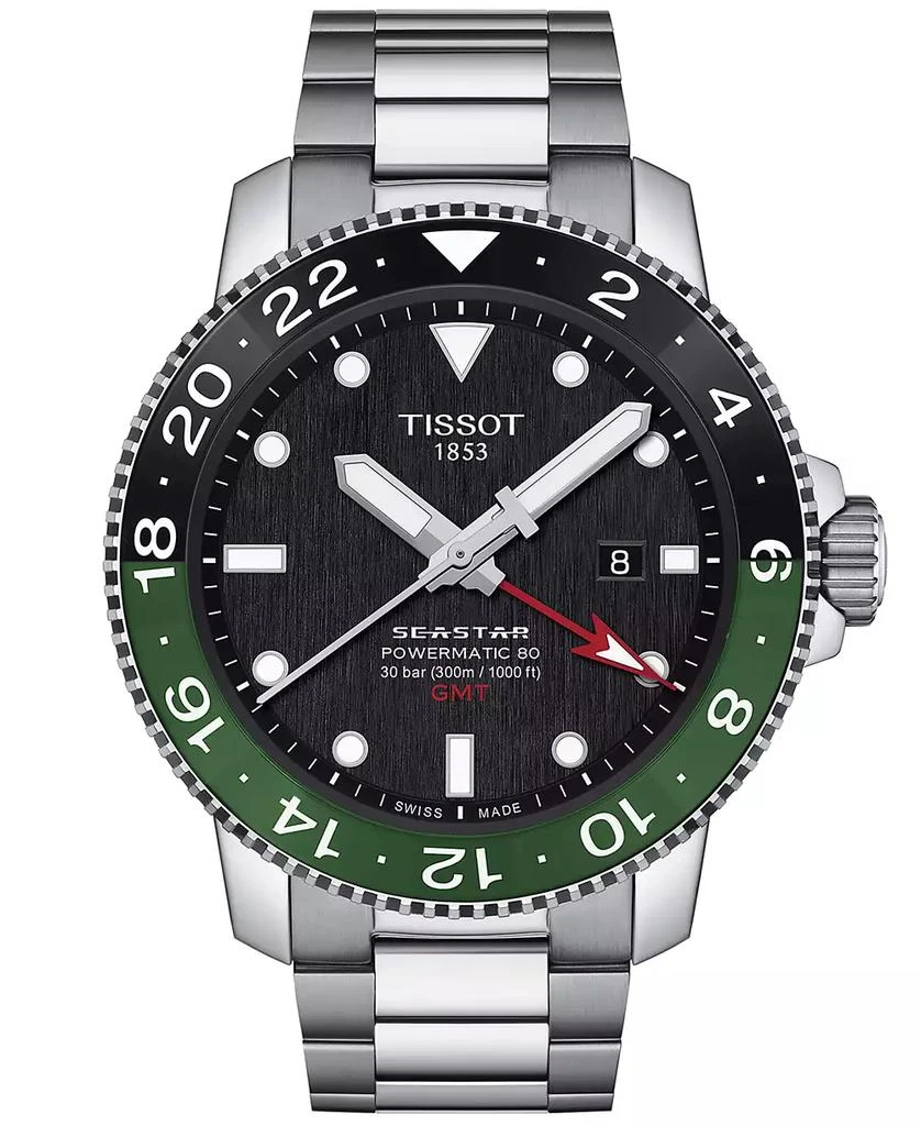 Tissot Men's Swiss Automatic Seastar 1000 Powermatic 80 GMT Stainless Steel Bracelet Watch 46mm 1