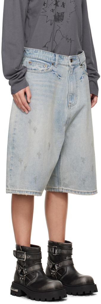 We11done Blue Loose-Fit Denim Shorts