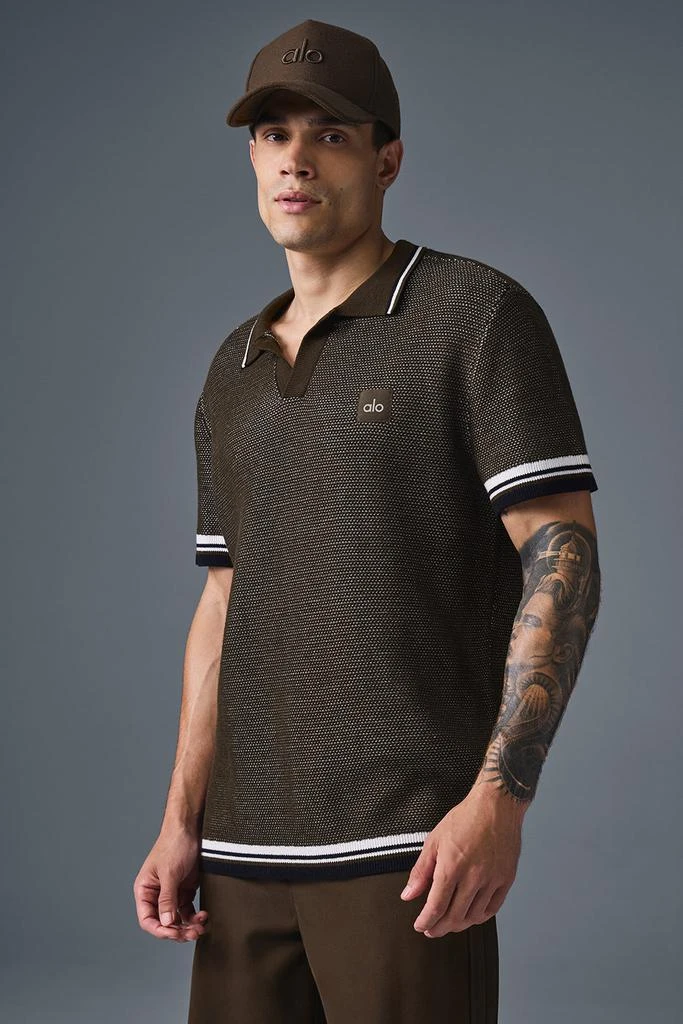Alo Sports Club Sweater Knit Polo - Espresso 1