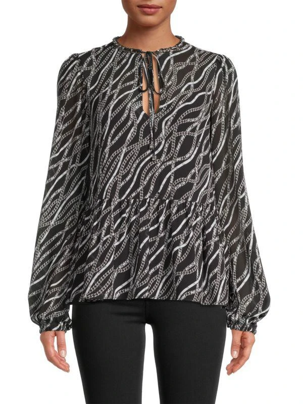 Michael Kors Chain Print Keyhole Top 1