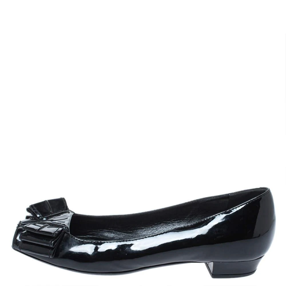 Yves Saint Laurent Yves Saint Laurent Black Patent Leather Bow Peep Toe Ballet Flat Size 35 2