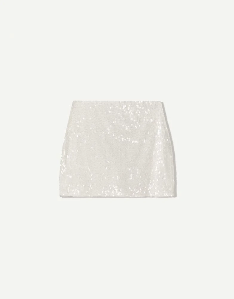 Bershka Bershka sequinned mini skirt in white 4