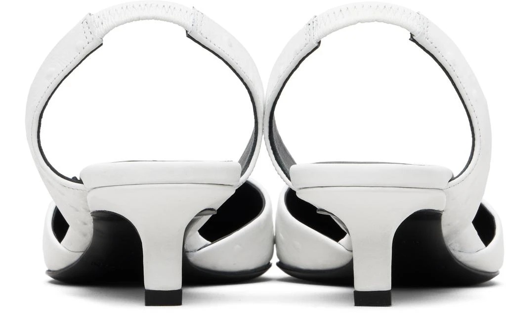 Loulou de Saison White Sully Ostrich-Effect Leather Slingback Heels 2