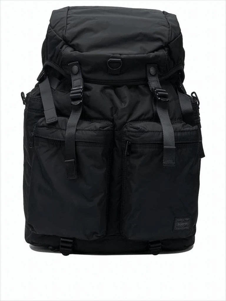 Porter Spacious Black Nylon Backpack With Drawstring Closure