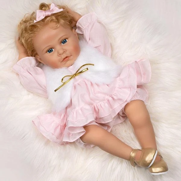 Karen Scott Paradise Galleries  Reborn Baby Doll,  Designer's Doll Collections, Made in Soft Touch Vinyl with Pink Ruffled Dress with matching pantaloons 1