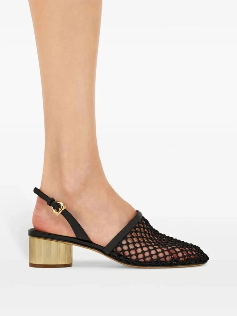 Salvatore Ferragamo Salvatore Ferragamo Kay 40 Mesh And Leather Slingback Shoes 2