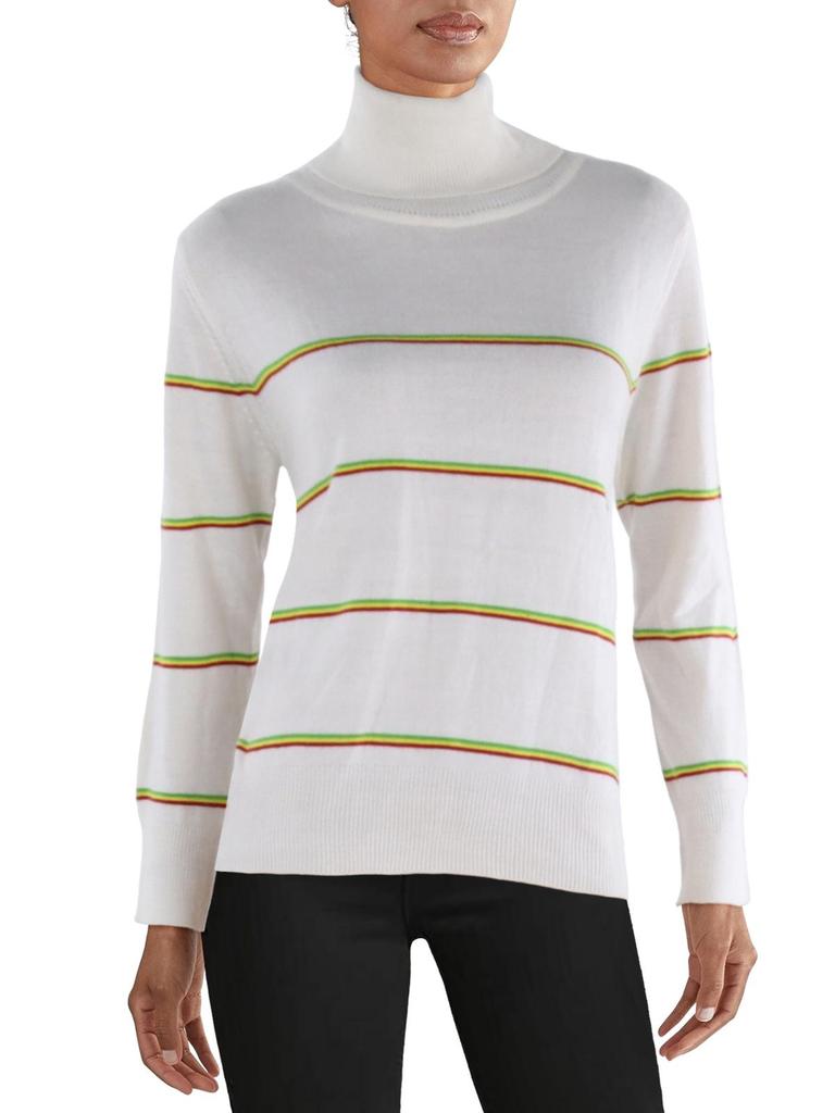Madeleine Thompson Womens Ribbed Trim Long Sleeve Turtleneck Sweater