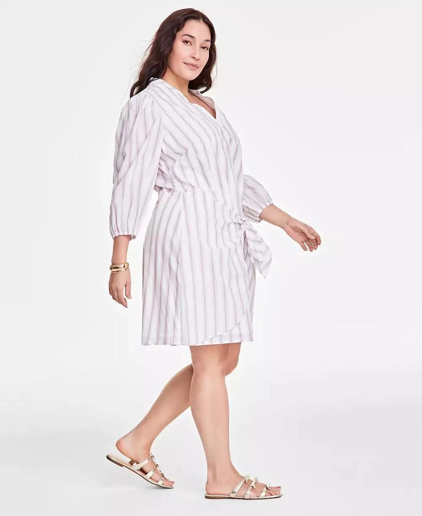 On 34th Trendy Plus Cotton Striped Tie-Waist Shirtdress, Exclusively at Macy's 2