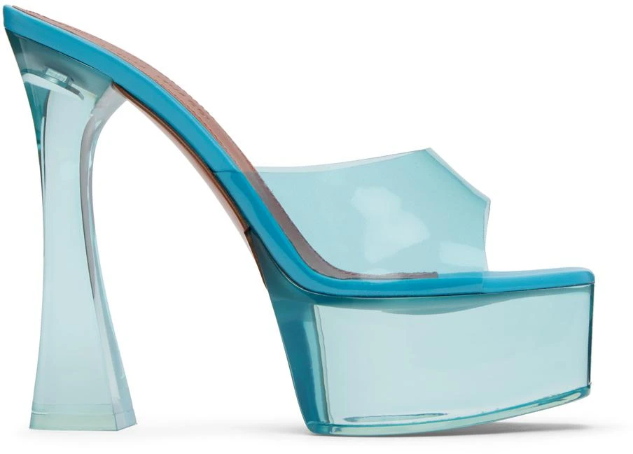Amina Muaddi Blue Dalida Glass Plateau Heeled Sandals 1