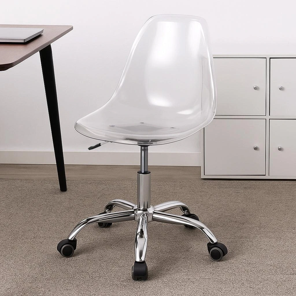 Hivvago Clear Acrylic Armless Desk Chair with Swivel Function and Adjustable Height