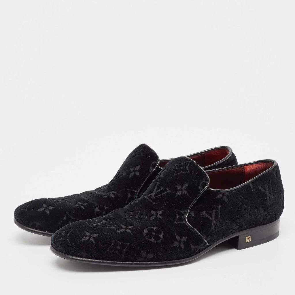 Louis Vuitton Louis Vuitton Black Velvet Slip On Loafers Size 40 2