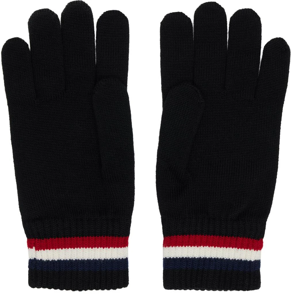 Moncler Black Tricolor Wool Gloves 2
