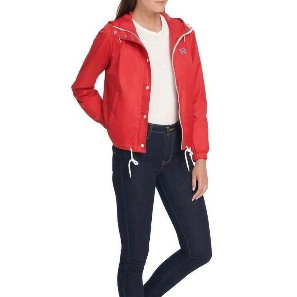 Levi's Nylon Windbreaker Hooded Zip Up Rain Jacket In Red 1