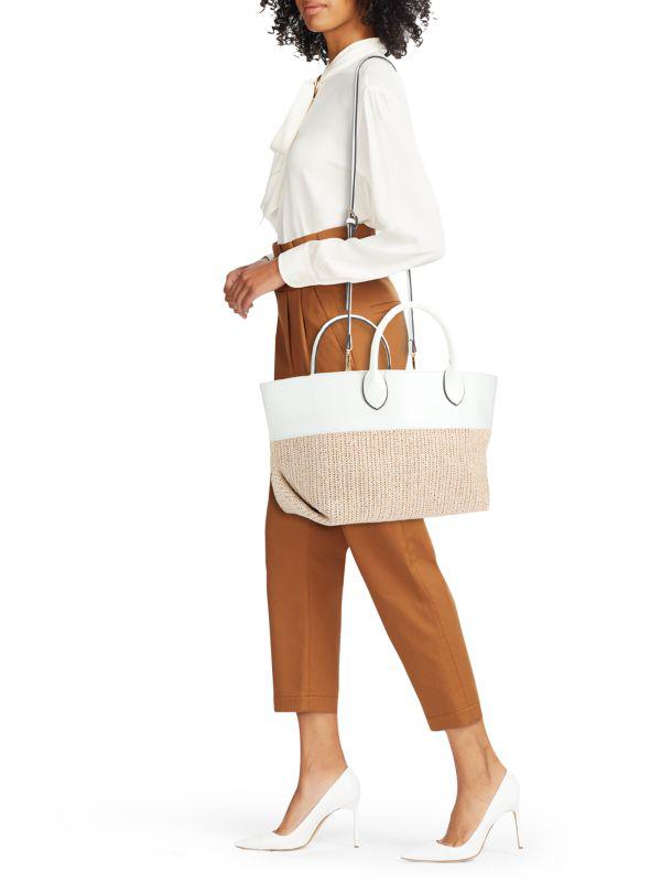 Collection 18 East West Straw Texture Colorblock Tote